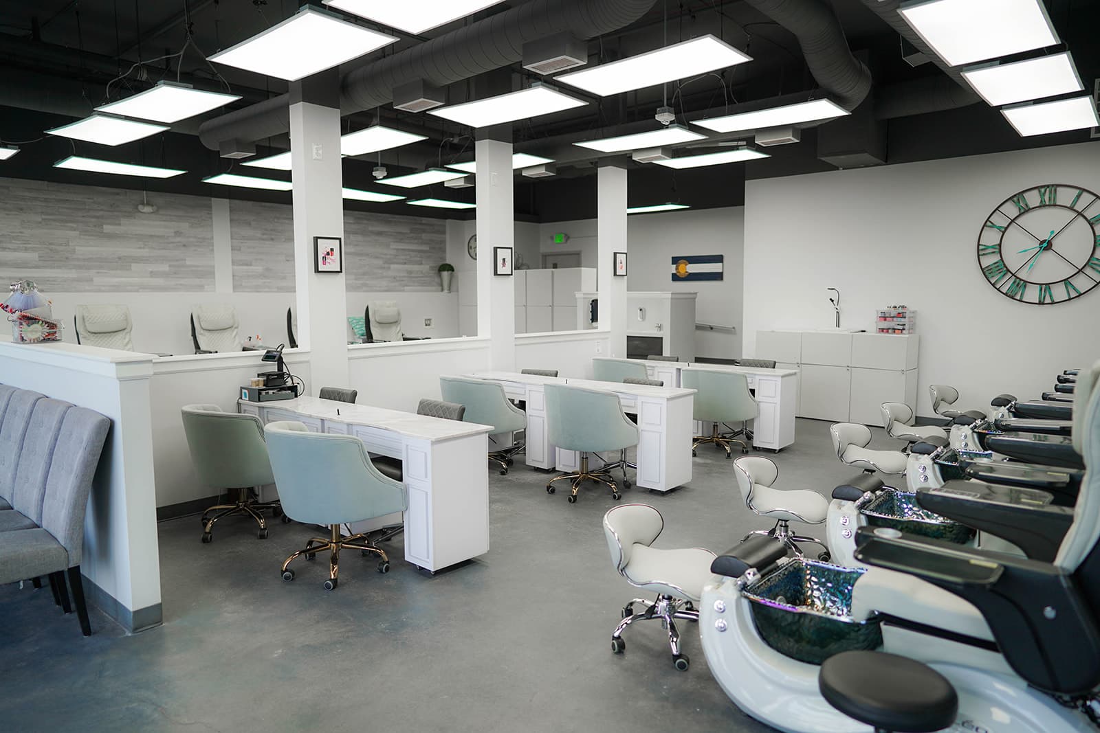 Elegant interior of 5280 Beauty Bar in Lone Tree, Colorado